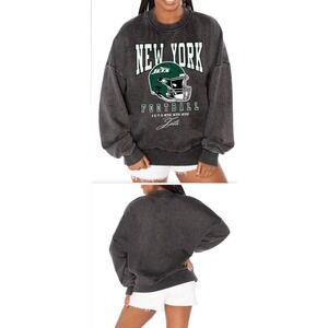 NWT Gameday Couture Vintage‎ Wash Black Sweatshirt NFL New York Jets S 2/2